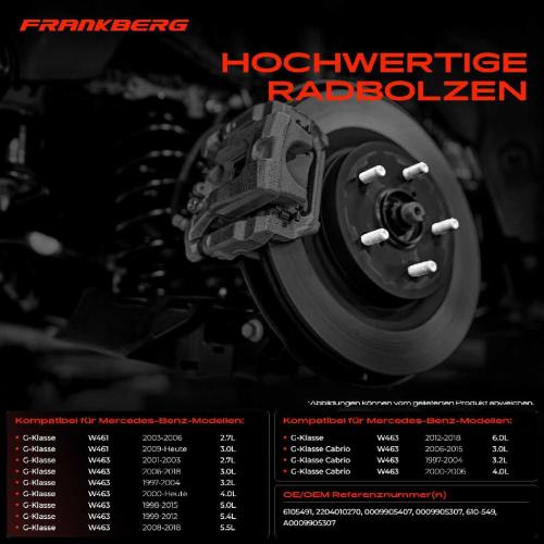 10x Radschraube für Mercedes-Benz W164 W463 W140 X164 X204 V251 W220 Bild 10x Radschraube für Mercedes-Benz W164 W463 W140 X164 X204 V251 W220