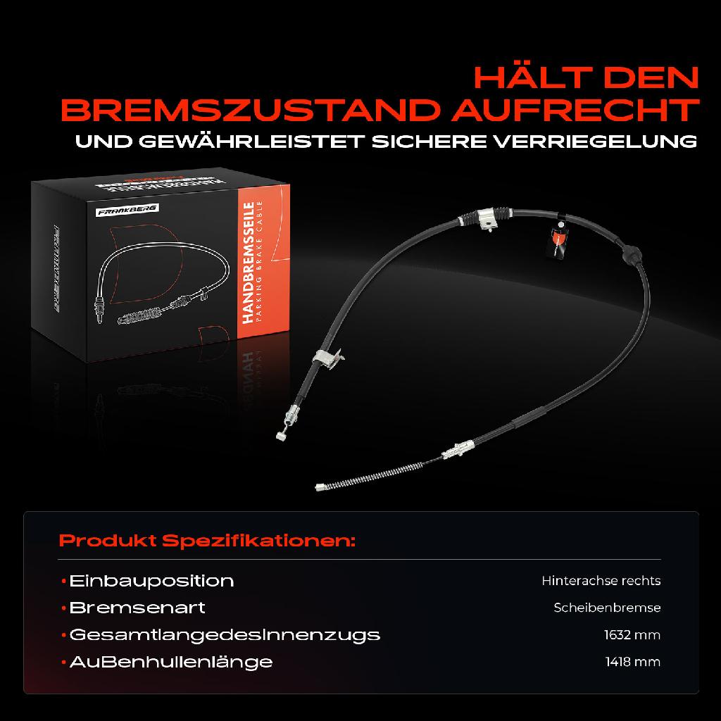 1x Seilzug Feststellbremse Hinterachse rechts für Citroën C4 Mitsubishi ASX Peugeot 4008