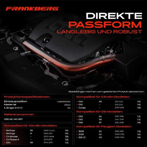 Frankberg 1x Kühlerschlauch Turboschlauch für Citroën Berlingo Kasten/MPV Multispace Berlingo/Berlingo First MPV Peugeot Bild Frankberg 1x Kühlerschlauch Turboschlauch für Citroën Berlingo Kasten/MPV Multispace Berlingo/Berlingo First MPV Peugeot