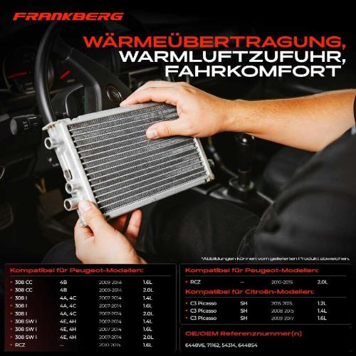 1x Wärmetauscher Innenraumheizung für Citroën C3 Picasso Peugeot 308 CC 308 SW I RCZ 1.4L 1.6L 2.0L Bild 1x Wärmetauscher Innenraumheizung für Citroën C3 Picasso Peugeot 308 CC 308 SW I RCZ 1.4L 1.6L 2.0L