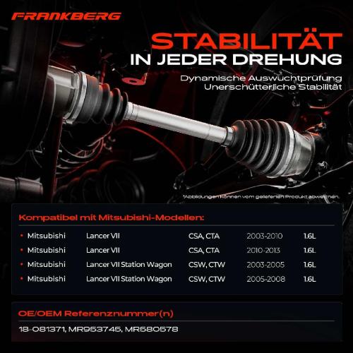 1x Antriebswelle Vorderachse Links für Mitsubishi Lancer VII Station Wagon CSA CTA CSW CTW 1.6L Bild 1x Antriebswelle Vorderachse Links für Mitsubishi Lancer VII Station Wagon CSA CTA CSW CTW 1.6L