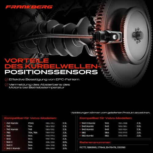Frankberg 1x Kurbelwellensensor Impulsgeber für Volvo 740 744 745 240 P242 P244 940 944 945 Bild Frankberg 1x Kurbelwellensensor Impulsgeber für Volvo 740 744 745 240 P242 P244 940 944 945