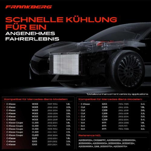 Frankberg 1x Kondensator Klimaanlage für Mercedes-Benz C-Klasse W203 C 240 SLK R171 CLK A209 Bild Frankberg 1x Kondensator Klimaanlage für Mercedes-Benz C-Klasse W203 C 240 SLK R171 CLK A209
