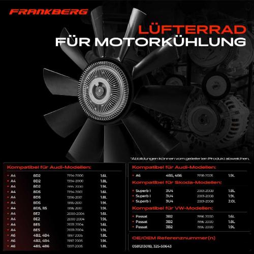 1x Lüfterrad Motorkühlung für VW Passat Audi A4 Avant 8D A6 4B C5 Skoda Superb 3U4 Bild 1x Lüfterrad Motorkühlung für VW Passat Audi A4 Avant 8D A6 4B C5 Skoda Superb 3U4