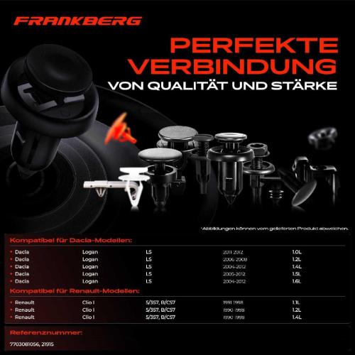 Frankberg 20x Befestigungsclips Radhaus für Dacia Logan Renault Clio Laguna Bild Frankberg 20x Befestigungsclips Radhaus für Dacia Logan Renault Clio Laguna