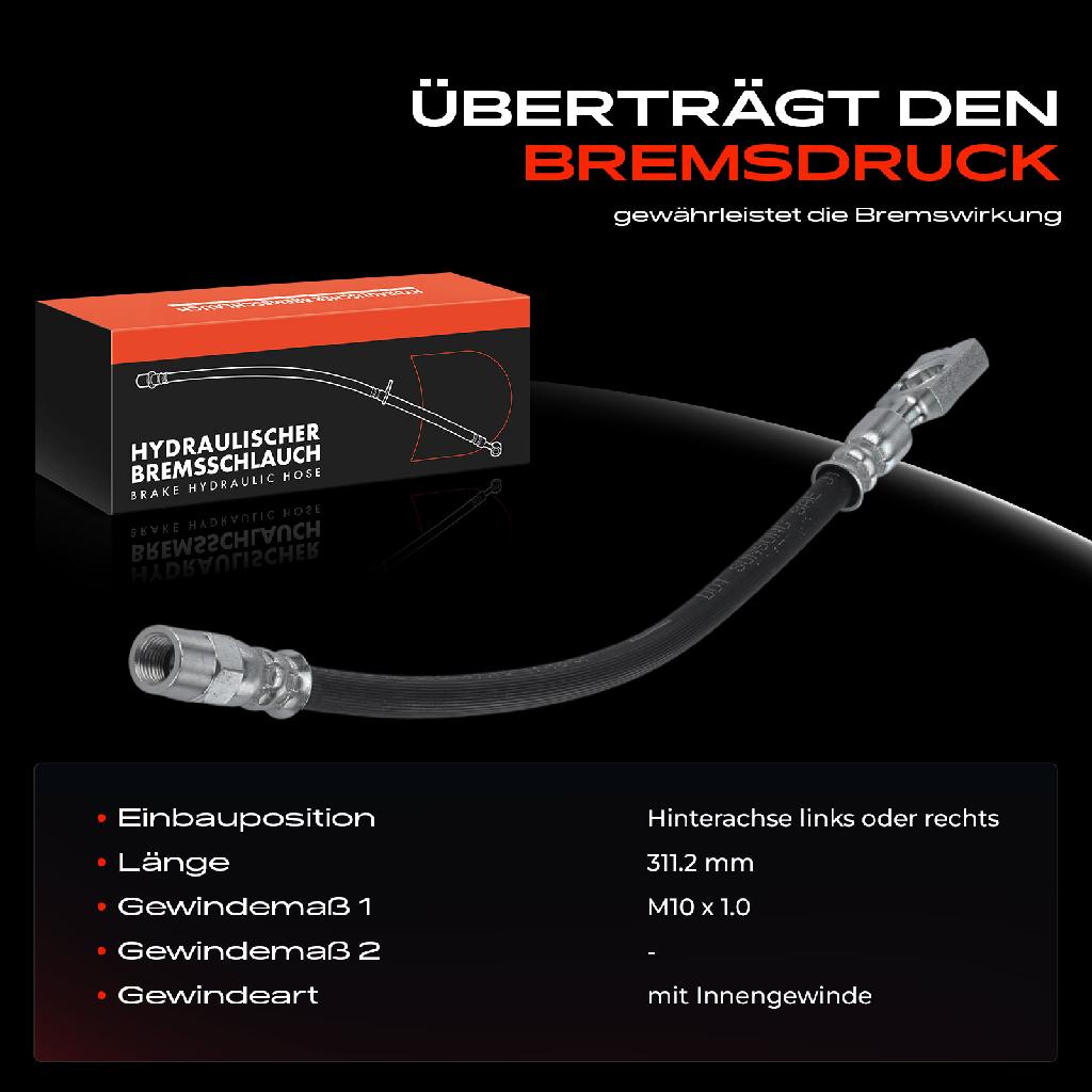 1x Bremsschlauch Bremsschläuche Hinterachse Links oder Rechts für Audi A8 4D2 4D8 4E2 4E8 2.8L 3.0L 3.1L