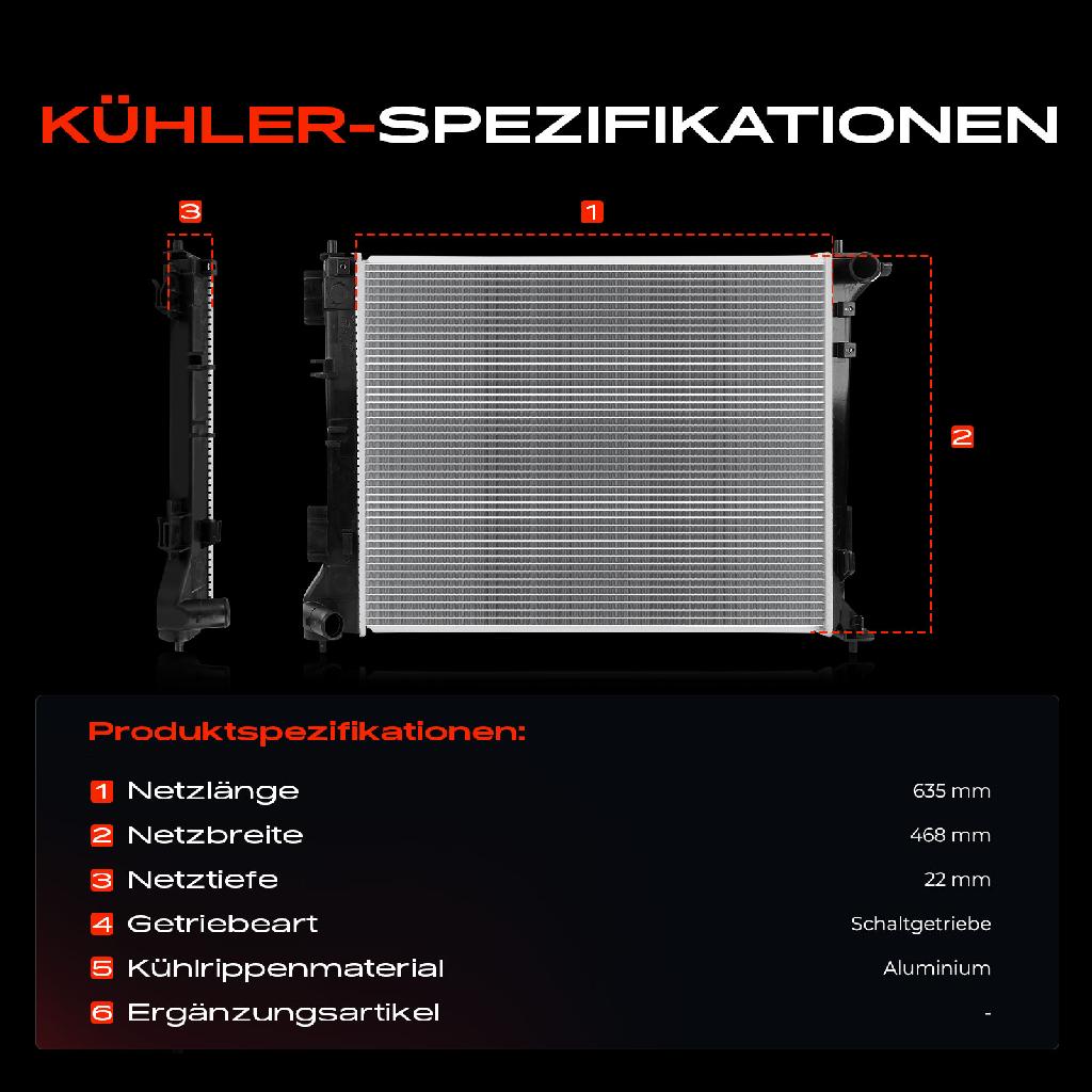 1x Kühler Wasserkühler Motorkühler für Hyundai Tucson TL TLE iX35 KIA Sportage