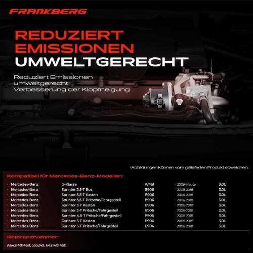 Frankberg 1x AGR-Ventil Abgasrückführungsventil für Mercedes-Benz G-Klasse W461 Sprinter 3,5-T Bus B906 Bild Frankberg 1x AGR-Ventil Abgasrückführungsventil für Mercedes-Benz G-Klasse W461 Sprinter 3,5-T Bus B906