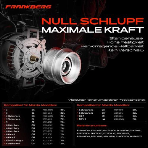 1x Generatorfreilauf Lichtmaschine für Mazda 6 Kombi 6 Hatchback 5 CR 3 BL CX-7 Bild 1x Generatorfreilauf Lichtmaschine für Mazda 6 Kombi 6 Hatchback 5 CR 3 BL CX-7