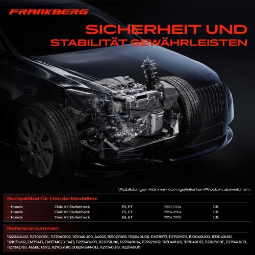Frankberg 2x Motorlager Getriebelagerlager Rechts für Honda Civic VII ES ET 1.3L 2003-2005 Bild Frankberg 2x Motorlager Getriebelagerlager Rechts für Honda Civic VII ES ET 1.3L 2003-2005