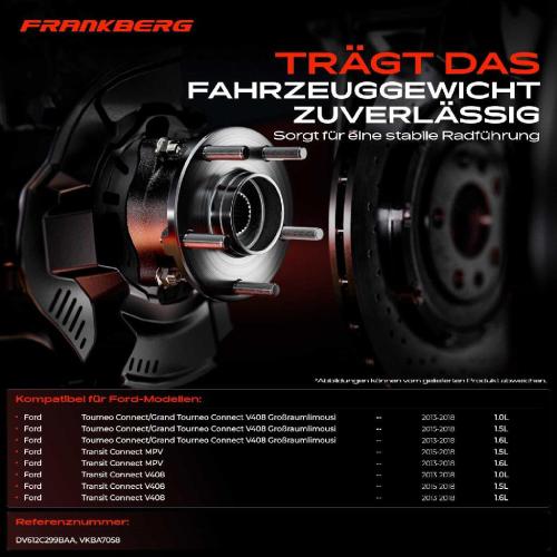 Frankberg 1x Radnabe Radlagersatz Hinterachse beidseitig für Ford Tourneo Connect/Grand Connect V408 MPV Bild Frankberg 1x Radnabe Radlagersatz Hinterachse beidseitig für Ford Tourneo Connect/Grand Connect V408 MPV