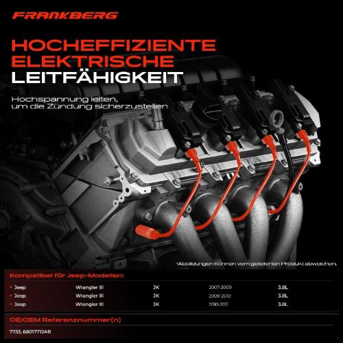 6x Zündleitungssatz Zündkabel für Jeep Wrangler III JK 3.8L 2007-2011 Bild 6x Zündleitungssatz Zündkabel für Jeep Wrangler III JK 3.8L 2007-2011