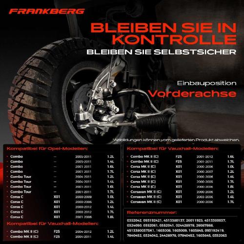 1x Querlenker Satz Vorderachse für Opel Combo Kasten/MPV Tour Corsa C Kasten/Schrägheck Vauxhall MK Bild 1x Querlenker Satz Vorderachse für Opel Combo Kasten/MPV Tour Corsa C Kasten/Schrägheck Vauxhall MK