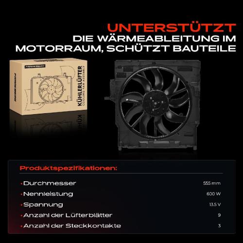 Frankberg 1x Motorkühller Einfachlüfter mit Kühlerlüfterrahmen BMW X5 F15 F85 X6 F16 F86 2013-2019 xDrive Bild Frankberg 1x Motorkühller Einfachlüfter mit Kühlerlüfterrahmen BMW X5 F15 F85 X6 F16 F86 2013-2019 xDrive