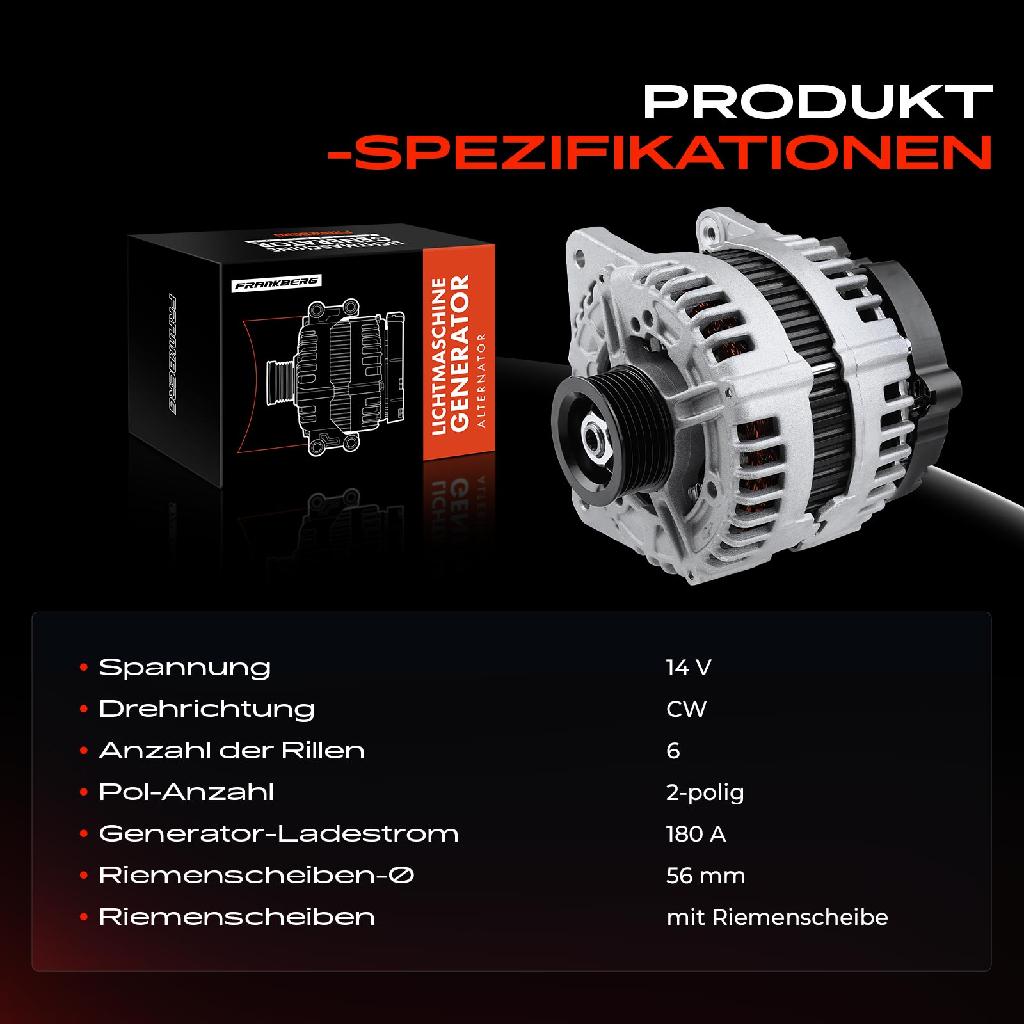 1x Lichtmaschine Generator für Audi A4 8K A6 4F 4G Q7 Dacia Duster 1.6L 2.7L 3.0L