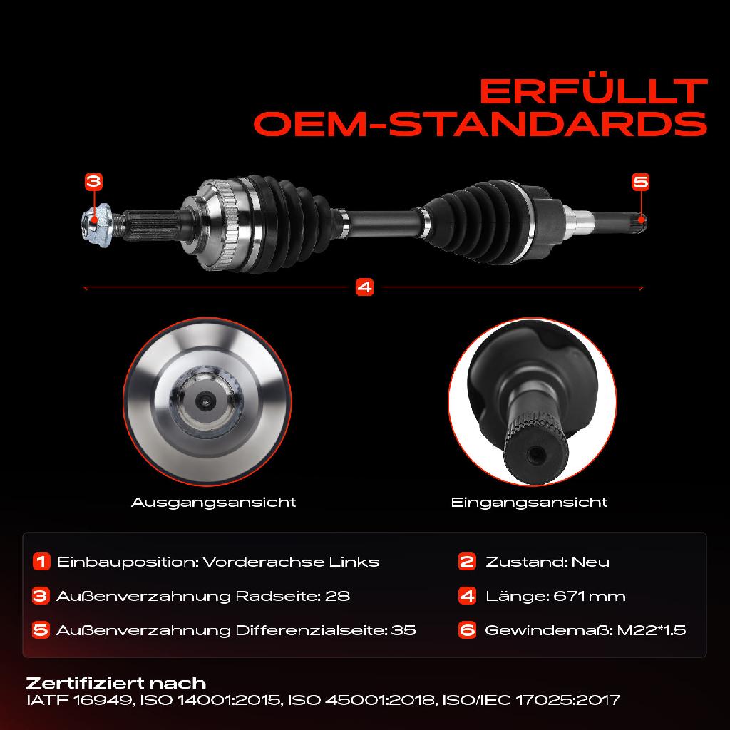 1x Antriebswelle Vorderachse Links für Ford Maverick Mazda Tribute EP 2001-2008