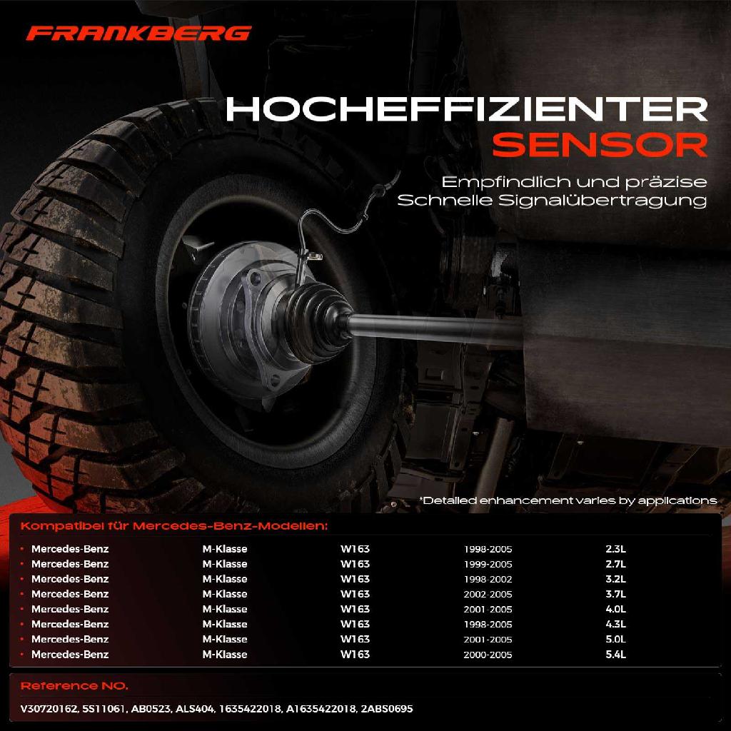 1x ABS Sensor Hinterachse links für Mercedes-Benz M-Klasse W163 2.3L 2.7L 4.0L 4.3L 5.0L 5.4L 1998-2005
