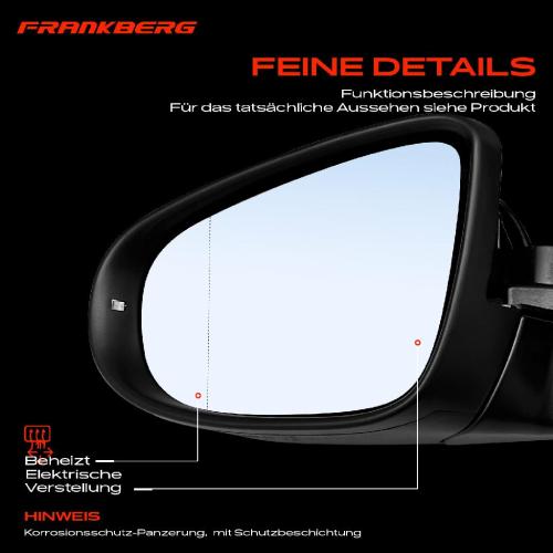Frankberg 1x Außenspiegel Links für VW Golf VI 5K1 1.2L 1.4L 1.6L 1.8L 2.0L 2.5L 2008-2013 Bild Frankberg 1x Außenspiegel Links für VW Golf VI 5K1 1.2L 1.4L 1.6L 1.8L 2.0L 2.5L 2008-2013