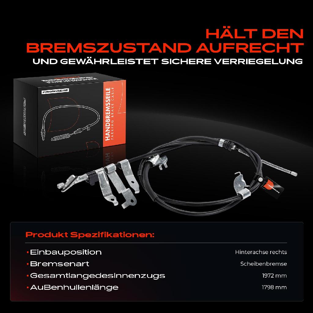 1x Seilzug Feststellbremse Hinterachse rechts für Toyota Verso Van R2 2009-2018