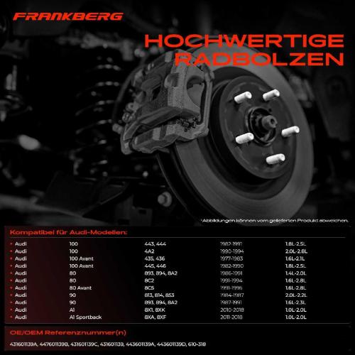 10x Radschraube für Audi 80 90 100 200 A1 A2 A3 A4 Bild 10x Radschraube für Audi 80 90 100 200 A1 A2 A3 A4