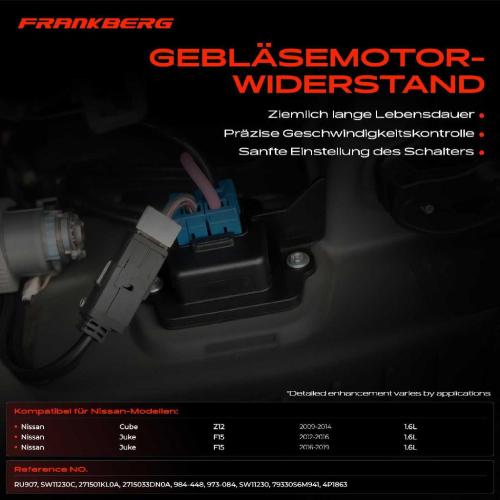 1x Widerstand Vorwiderstand Gebläsemotor für Nissan Juke F15 Cube Z12 1.6L 2009-2014 Bild 1x Widerstand Vorwiderstand Gebläsemotor für Nissan Juke F15 Cube Z12 1.6L 2009-2014