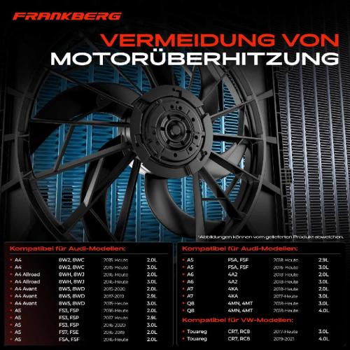 Frankberg 1x Motorkühller Einfachlüfter ohne Kühlerlüfterrahmen VW Touareg CR7 Audi A4 8W2 8WC Q7 4MB Bild Frankberg 1x Motorkühller Einfachlüfter ohne Kühlerlüfterrahmen VW Touareg CR7 Audi A4 8W2 8WC Q7 4MB