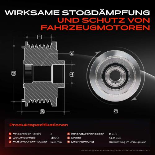 1x Generatorfreilauf Lichtmaschine für Toyota Yaris 1.4L 2005-2012 Bild 1x Generatorfreilauf Lichtmaschine für Toyota Yaris 1.4L 2005-2012