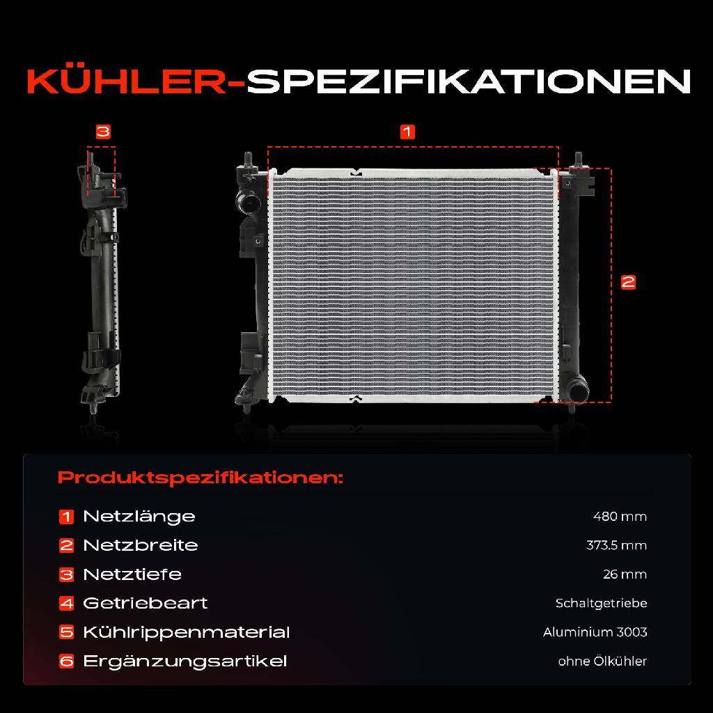 1x Kühler Wasserkühler Motorkühler für KIA Rio IV Hatchback Van Stonic Hatchback Van
