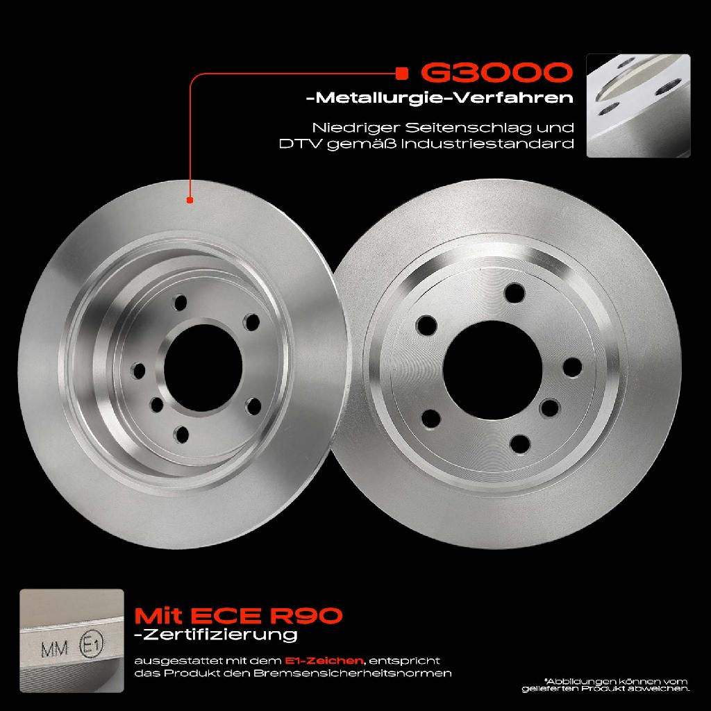 2x Bremsscheiben Hinterachse für BMW 5er E39 2.0L 2.2L 2.5L 1995-2003