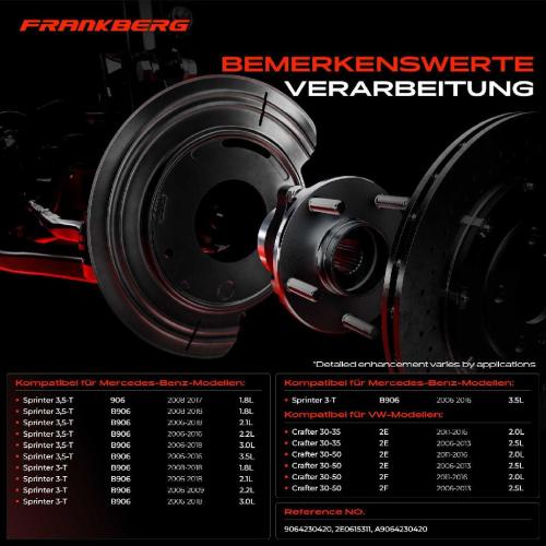 Frankberg 2x Ankerblech Bremsscheibe Hinterachse Beidseitig für VW Crafter 30-35 Bus Pritsche/Fahrgestell Mercedes-Benz B906 Bild Frankberg 2x Ankerblech Bremsscheibe Hinterachse Beidseitig für VW Crafter 30-35 Bus Pritsche/Fahrgestell Mercedes-Benz B906