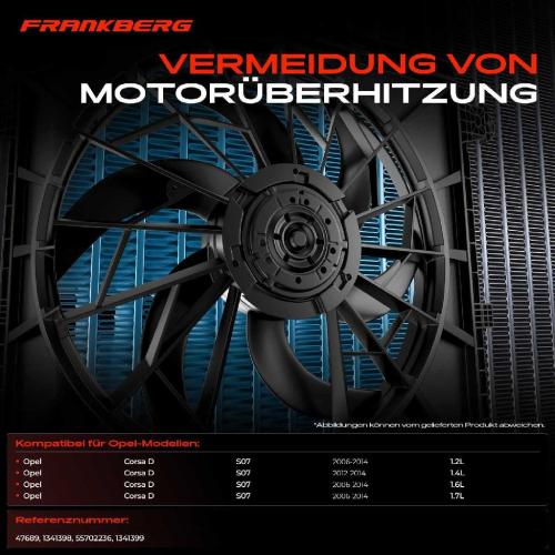 1x Motorkühller Einfachlüfter mit Kühlerlüfterrahmen Opel Corsa D S07 1.3L 1.4L 2006-2014 Bild 1x Motorkühller Einfachlüfter mit Kühlerlüfterrahmen Opel Corsa D S07 1.3L 1.4L 2006-2014
