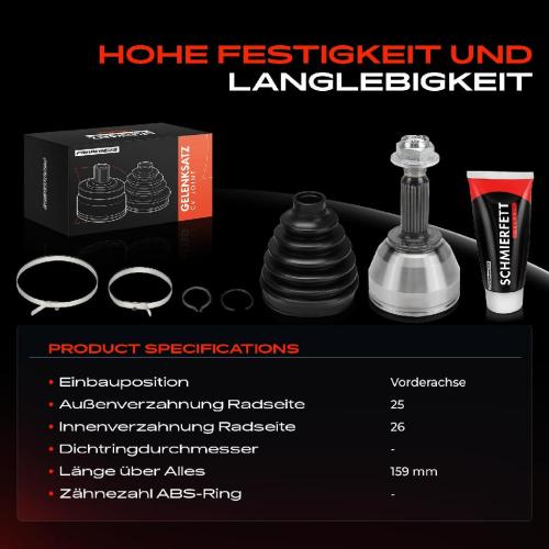 Frankberg 1x Antriebswelle Gelenksatz Vorderachse für Ford Tourneo Transit Connect P65 2002-2013 Bild Frankberg 1x Antriebswelle Gelenksatz Vorderachse für Ford Tourneo Transit Connect P65 2002-2013