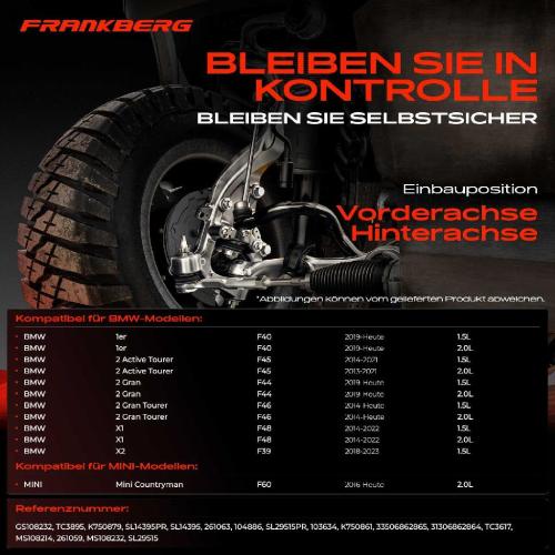 Frankberg 4x Koppelstange Hinterachse für BMW 1er F40 2 Active Tourer F45 F44 F46 F48 F39 MINI F54 F60 Bj ab 2013 Bild Frankberg 4x Koppelstange Hinterachse für BMW 1er F40 2 Active Tourer F45 F44 F46 F48 F39 MINI F54 F60 Bj ab 2013