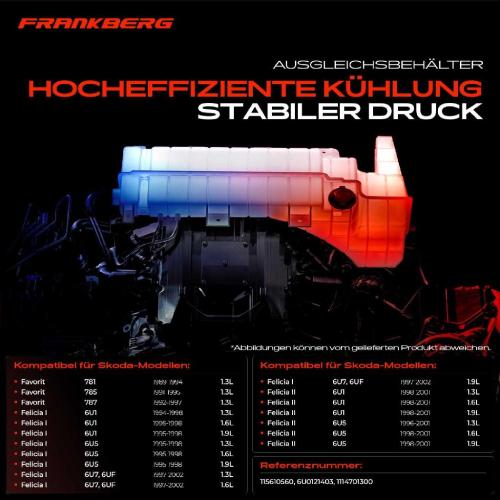 Frankberg 1x Ausgleichsbehälter Kühlmittelbehälter für Skoda Favorit 781 Felicia I II 6U1 Bild Frankberg 1x Ausgleichsbehälter Kühlmittelbehälter für Skoda Favorit 781 Felicia I II 6U1