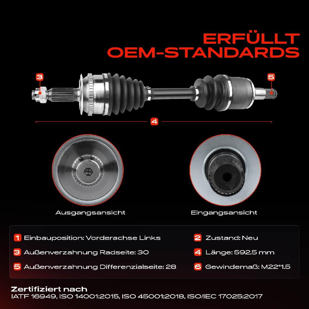 1x Antriebswelle Vorderachse Links für Mitsubishi L200/Triton KAT KBT Fullback 502 503 Pajero Sport