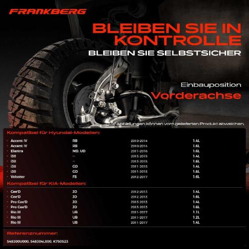 Frankberg 2x Koppelstange Vorderachse für Hyundai Accent IV Stufenheck Elantra i30 Coupe Kombi Veloster KIA Bild Frankberg 2x Koppelstange Vorderachse für Hyundai Accent IV Stufenheck Elantra i30 Coupe Kombi Veloster KIA