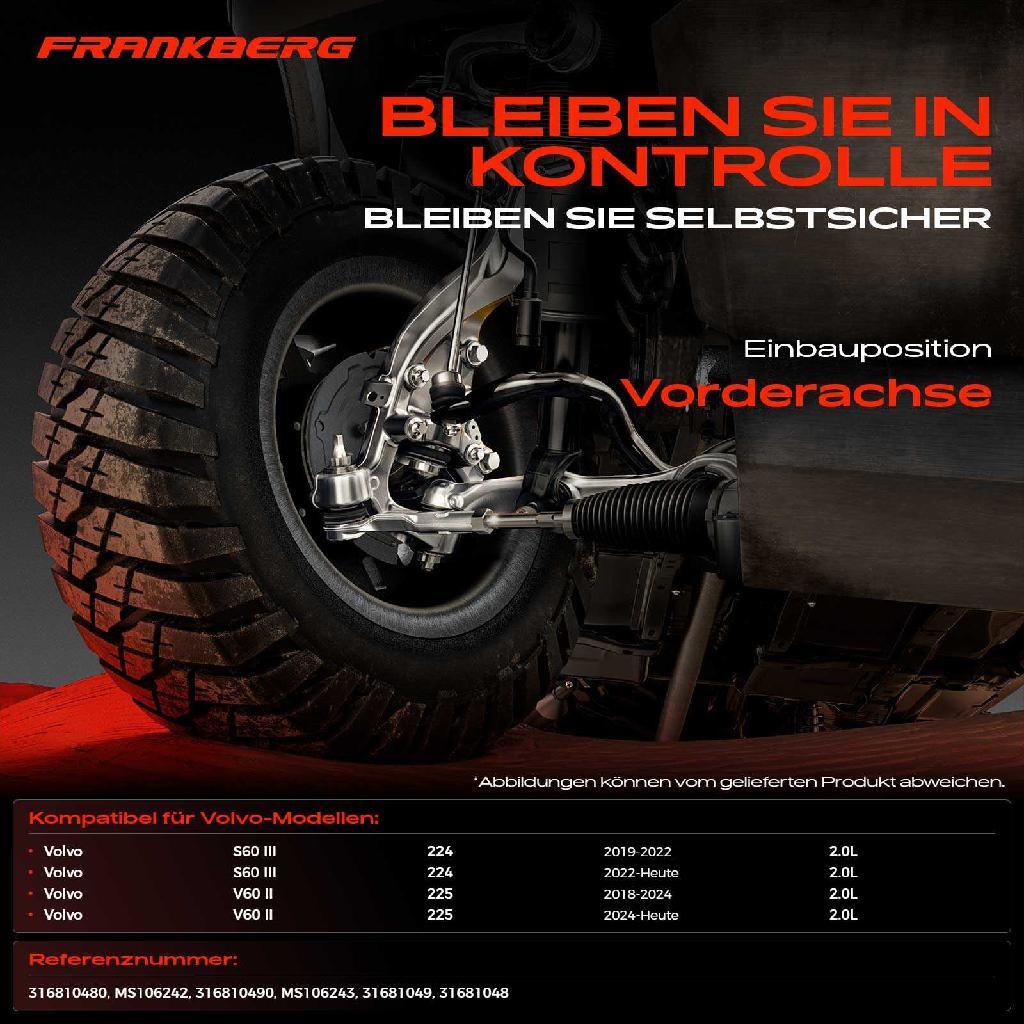 2x Spurstangenkopf Vorderachse für Volvo S60 III 224 V60 II 225 2.0L Bj ab 2018
