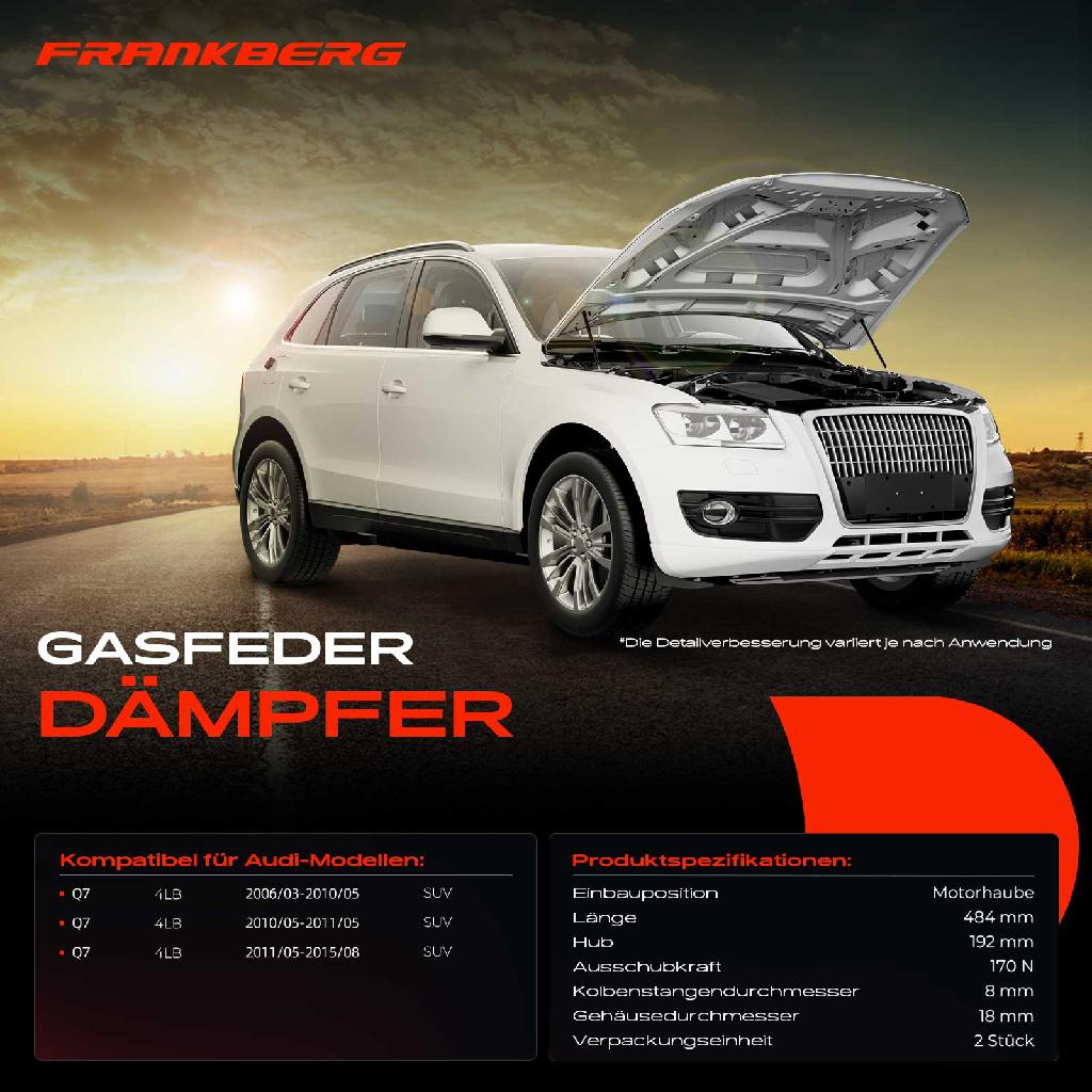 2x Gasfeder Dämpfer Motorhaube für Audi Q7 4LB SUV 2006-2015