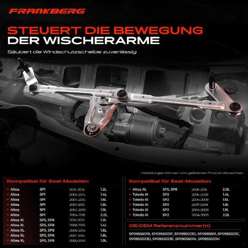 1x Wischergestänge Vorne für Seat Altea 5P1 XL 5P5 5P8 Toledo III Bild 1x Wischergestänge Vorne für Seat Altea 5P1 XL 5P5 5P8 Toledo III