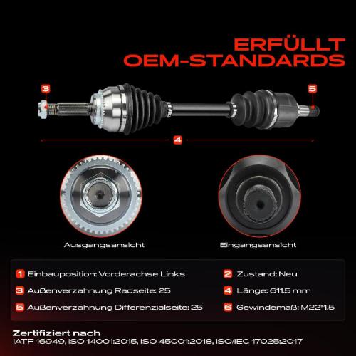 1x Antriebswelle Vorderachse Links für Mitsubishi Lancer VII Station Wagon CSA CTA CSW CTW 1.6L Bild 1x Antriebswelle Vorderachse Links für Mitsubishi Lancer VII Station Wagon CSA CTA CSW CTW 1.6L