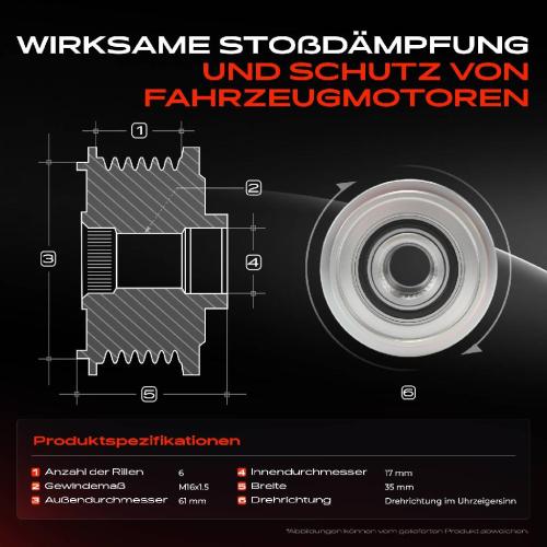 1x Generatorfreilauf Lichtmaschine für VW Passat Fiat Ducato Iveco Daily 3 4 5 Bild 1x Generatorfreilauf Lichtmaschine für VW Passat Fiat Ducato Iveco Daily 3 4 5