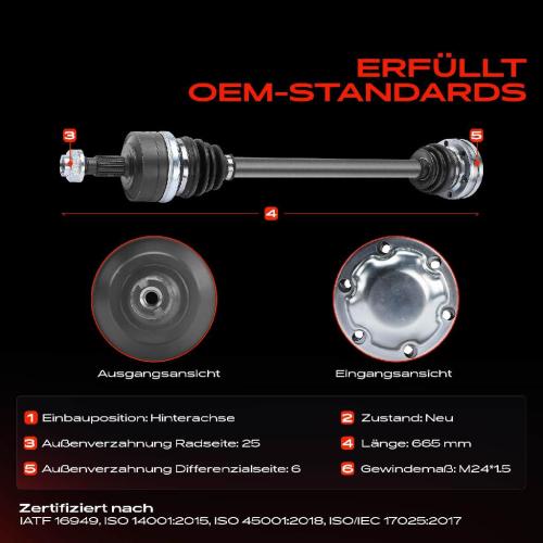 1x Antriebswelle Hinterachse Links oder Rechts für Mercedes-Benz E-Klasse W124 W210 124 S124 C124 Bild 1x Antriebswelle Hinterachse Links oder Rechts für Mercedes-Benz E-Klasse W124 W210 124 S124 C124
