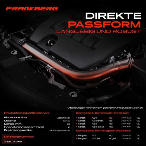 Frankberg 1x Kühlerschlauch Turboschlauch für Citroën C5 II RC C5 II Break RE C5 III RD C5 III Break RW Peugeot Bild Frankberg 1x Kühlerschlauch Turboschlauch für Citroën C5 II RC C5 II Break RE C5 III RD C5 III Break RW Peugeot