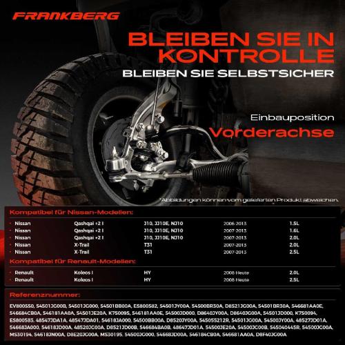 1x Querlenker Satz Vorderachse für Nissan Qashqai I X-Trail Renault Koleos 1.5L 1.6L 2.0L 2.5L Bj ab 2006 Bild 1x Querlenker Satz Vorderachse für Nissan Qashqai I X-Trail Renault Koleos 1.5L 1.6L 2.0L 2.5L Bj ab 2006