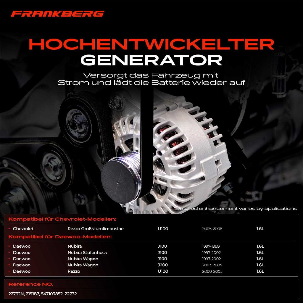 1x Lichtmaschine Generator für Chevrolet Rezzo U100 Daewoo Nubira KLAJ Rezzo