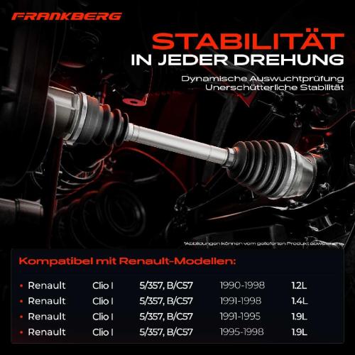 1x Antriebswelle Vorderachse Rechts für Renault Clio I 5/357 B/C57 91-98 Bild 1x Antriebswelle Vorderachse Rechts für Renault Clio I 5/357 B/C57 91-98