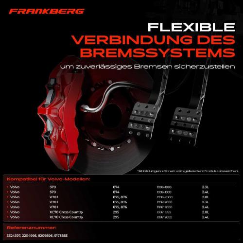 Frankberg 1x Bremsschlauch Bremsschl uche Hinterachse Links oder Rechts f r Volvo S70 V70 I XC70 Cross Country Bild Frankberg 1x Bremsschlauch Bremsschl uche Hinterachse Links oder Rechts f r Volvo S70 V70 I XC70 Cross Country