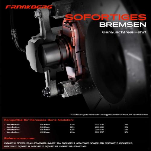 4x Bremsbeläge Vorderachse für Mercedes-Benz GLK-Klasse X204 2.0L 2.1L 3.0L 3.5L 2008-2015 Bild 4x Bremsbeläge Vorderachse für Mercedes-Benz GLK-Klasse X204 2.0L 2.1L 3.0L 3.5L 2008-2015