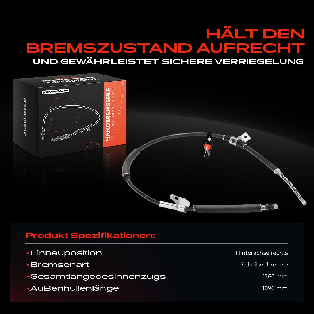 1x Seilzug Feststellbremse Hinterachse rechts für Hyundai Mitsubishi Pajero II