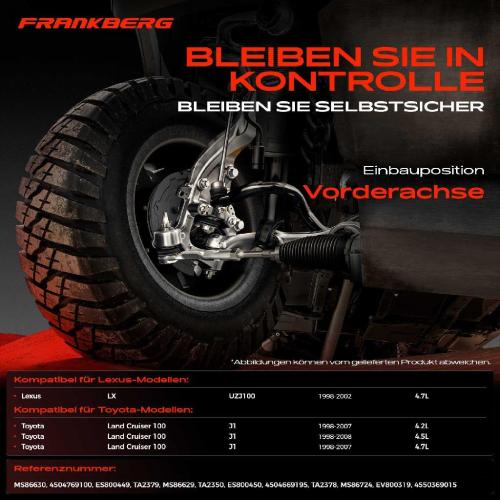 Frankberg 1x Querlenker Satz Vorderachse für Lexus LX UZJ100 Toyota Land Cruiser 100 J1 4.7L 4.2L 4.5L 1998-2008 Bild Frankberg 1x Querlenker Satz Vorderachse für Lexus LX UZJ100 Toyota Land Cruiser 100 J1 4.7L 4.2L 4.5L 1998-2008
